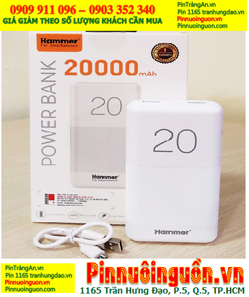 Sạc dự phòng Hammer-19 (vỏ trắng), Pin sạc dự phòng Hammer-19 chuẩn  20 000mAh |TẠM HẾT HÀNG