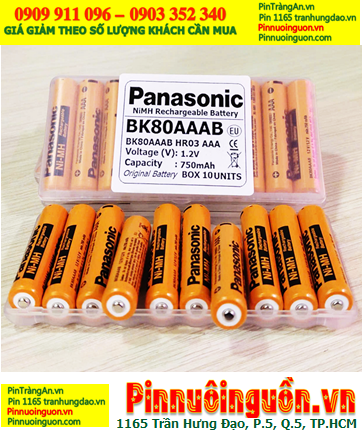 Panasonic BK80AAAB, Pin sạc 1.2v AAA750mAh Panasonic BK80AAAB chính hãng (Box 10 viên)
