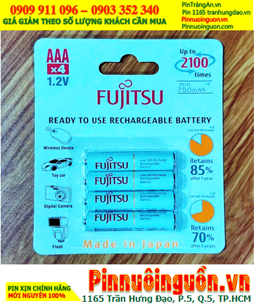 Fujitsu HR-4UTCEX(4B); Pin sạc AAA 1.2v Fujitsu HR-4UTCEX(4B) Type 800mAh (Min 750mAh) Japan _Vỉ 4viên