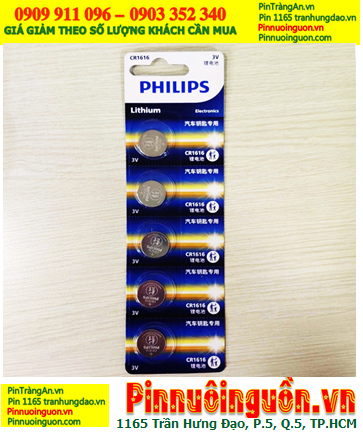 COMBO 01vỉ=5viên Pin 3v lithium Philips CR1616 P5BC/93 chính hãng _Giá 119.000đ/ Vỉ 5viên