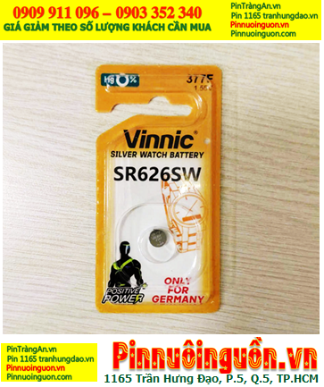 Vinnic SR626SW, Pin đồng hồ 1.55v Silver Oxide Hg0% Vinnic SR626SW-Pin 377F (Loại vỉ 01viên)