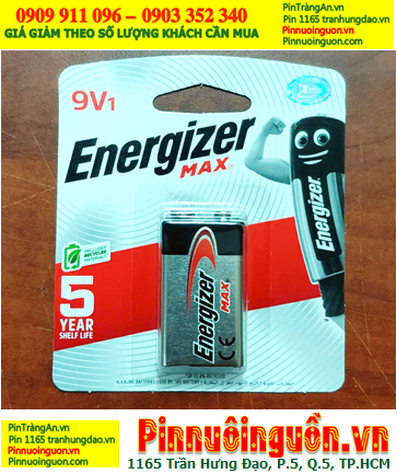 Energizer 522-BP1 /6LR61, Pin Alkaline 9v Energizer 522-BP1 /6LR61 chính hãng _Xuất xứ Malasysia /Vỉ 1viên