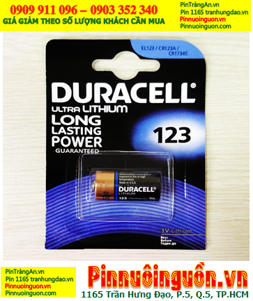 Duracell CR123A, Pin 3v lithium Duracell CR123A, CR17345 chính hãng, Xuất xứ Mỹ (Vỉ 01viên)