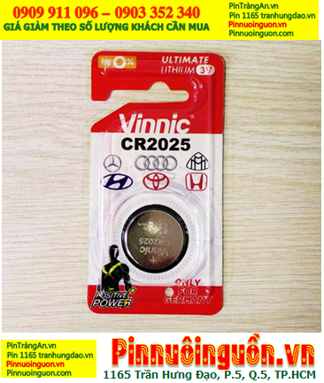 Vinnic CR2025-BP1, Pin 3v lithium Vinnic CR2025-BP1 chính hãng (Loại vỉ 01viên)