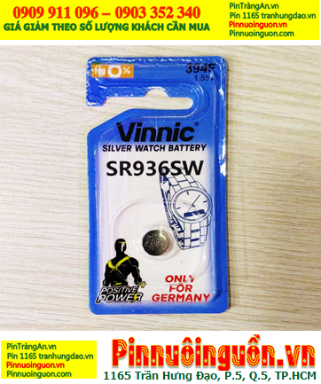 Vinnic SR936SW, Pin đồng hồ 1.55v Silver Oxide Hg0% Vinnic SR936SW-Pin 394F (Loại vỉ 01viên)