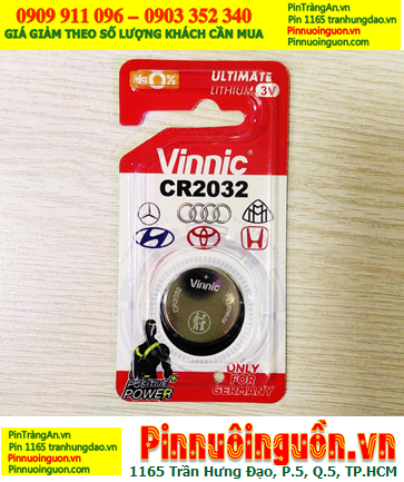 Vinnic CR2032-BP1, Pin 3v lithium Vinnic CR2032-BP1 chính hãng (Loại vỉ 01viên)