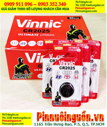 COMBO 01hộp=20vỉ (vỉ 01viên) Pin 3v lithium Vinnic CR2025, Giá 339.000/hộp 20vỉ