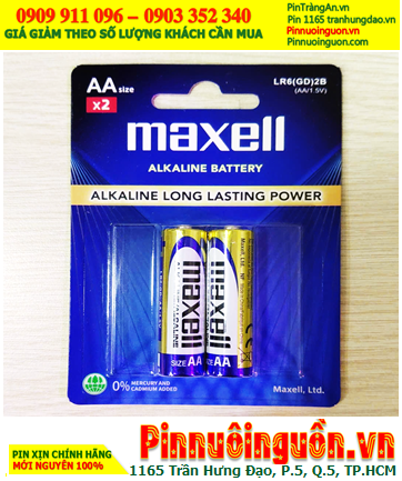 Maxell LR6(GD)2B; Pin AA 1.5v Maxell LR6(GD)2B Alkaline Long Lasting Power chính hãng (Vỉ 2viên)