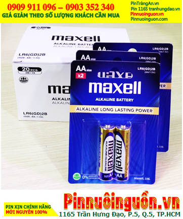 COMBO 01hộp 10vỉ=20viên Pin AA 1.5v Alkaline Maxell LR6(GD)2B, Giá chỉ 155.000/ Hộp