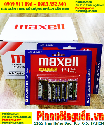 COMBO 01hộp 12vỉ=144viên (Vỉ 12viên) Pin AAA 1.5v Super Alkaline Maxell LR03(GD), Giá 1.056.000 /Hộp144viên