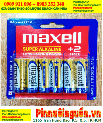Maxell LR6(GD), Pin AA 1.5v Super Alkaline Maxell LR6(GD) chính hãng (Loại vỉ 06 viên)