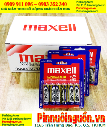 COMBO 01hộp 24vỉ=144viên (Vỉ 06viên) Pin AA 1.5v Super Alkaline Maxell LR6(GD), Giá 1.152.000 /Hộp 144viên