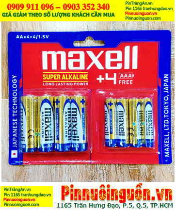 Maxell LR03 và LR6 (GD) Loại vỉ 08 viên gồm 4 Pin AA và 4 pin AAA 1.5v Super Alkaline chính hãng