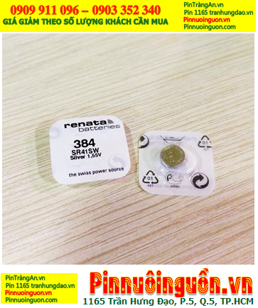 Renata SR41SW - Pin 384, Pin 1.55v Silver Oxide Renata SR41SW - Pin 384 chính hãng (Vỉ 01viên)