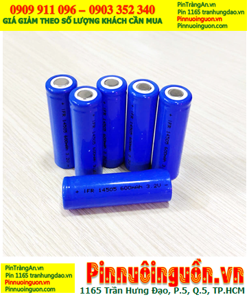 IFR14505, Pin sạc 3.2v LifePO4  Pin Lithium-iOn Phosphate IFR14505 600mAh /Nhận bấm ghép pin