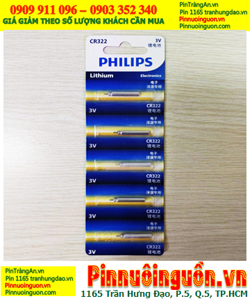COMBO 01vỉ=5viên Pin phao câu cá CR322, Pin phao câu đêm Philips CR322 lithium 3v