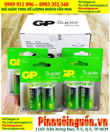 COMBO 01Hộp (10vỉ=20viên) Pin C 1.5v Super Alkaline GP14AETA21-2GSBC2, Giá chỉ 590.000/Hộp
