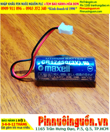 Maxell CR17450 (Zắc nâu PLC); Pin nuôi nguồn PLC Maxell CR17450 lithium 3v 2600mAh chính hãng, Xuất xứ NHẬT