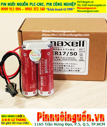 Maxell 2ER17/50 (Zắc đen 2holes, Mũ chụp); Pin nuôi nguồnMaxell 2ER17/50 lithium 3.6v 5500mAh, Xuất xứ NHẬT