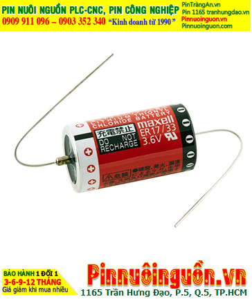 Maxell ER17/33 SUPER (TRỤC thép hàn); Pin PLC Maxell ER17/33 lithium 3.6v 2/3A 1600mAh _Xuất xứ Nhật