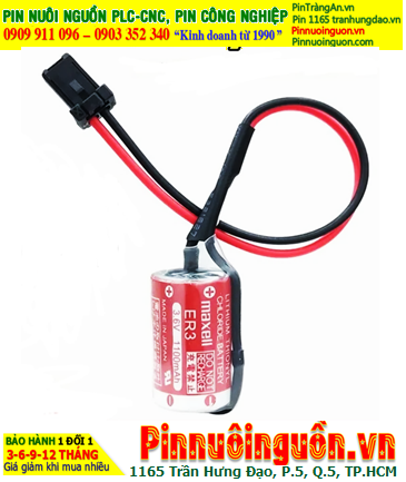 Maxell ER3 (Zắc đen Fanuc); Pin nuôi nguồn PLC Maxell ER3 lithium 3.6v 1/2AA 1100mAh  _Xuất xứ Nhật