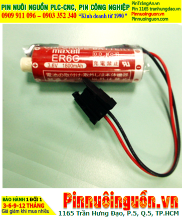Maxell ER6C (Đầu sứ, Zắc PLC); Pin nuôi nguồn PLC Maxell ER6C 3.6v AA1800mAh Lithium Thionyl Chloride