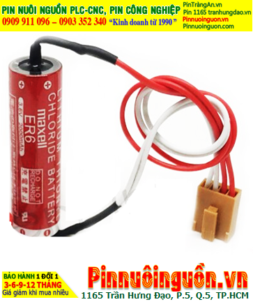 Maxell ER6 (Zắc nâu 4 holes PLC); Pin nuôi nguồn PLC Maxell ER6 3.6v AA 2000mAh Lithium Thionyl Chloride