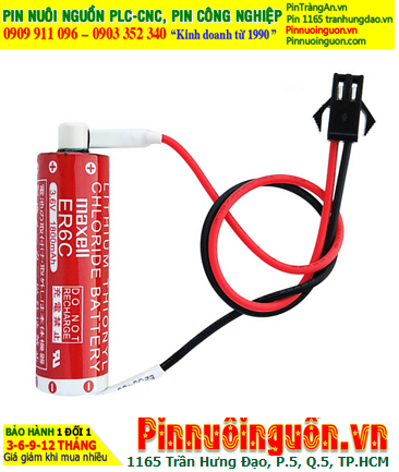 Maxell ER6C (Đầu sứ, Zắc OTC); Pin nuôi nguồn PLC Maxell ER6C 3.6v AA1800mAh Lithium Thionyl Chloride