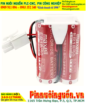 Maxell 2ER18/50 (Zắc trắng to), Pin nuôi nguồn PLC Maxell 2ER18/50 lithium 3.6v 7300mAh, Xuất xứ NHẬT