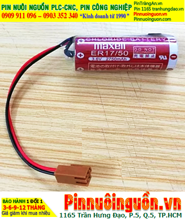 Maxell ER17/50 (Zắc nâu PLC); Pin nuôi nguồn PLC Maxell ER17/50 3.6v 2750mAh Lithium Thionyl Chloride