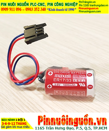 Maxell ER17/33; Pin nuôi nguồn PLC Maxell ER17/33 lithium 3.6v 2/3A 1600mAh chính hãng, Xuất xứ Nhật