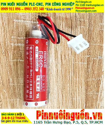 Maxell ER6C (Đầu sứ, Zắc trắng); Pin nuôi nguồn PLC Maxell ER6C 3.6v AA1800mAh Lithium Thionyl Chloride