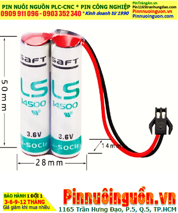 Saft 2LS14500 (2 viên ghép đôi); Pin nuôi nguồn PLC Saft LS14500 lithium 3.6v 5200mAh /Xuất xứ Pháp