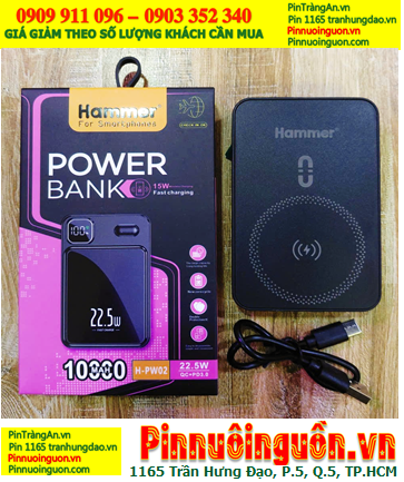 HAMMER H-PW02 Wireless Quick Charge Power Bank /Sạc dự phòng Wireless 10.000mAh 22.5W LED LCD QC3.0