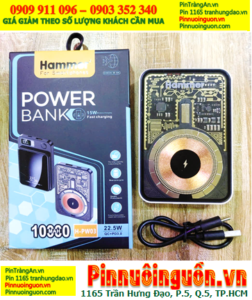 HAMMER H-PW03 Wireless Quick Charge Power Bank /Sạc dự phòng Wireless 10.000mAh 22.5W LED LCD QC3.0