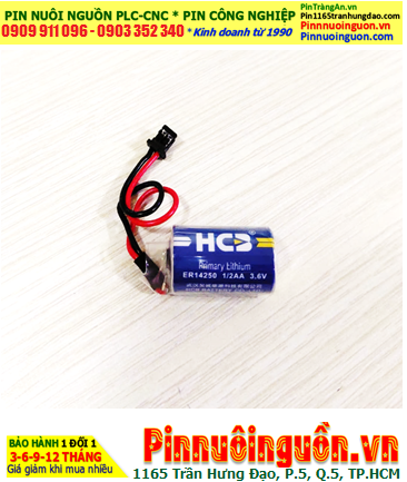 HCB ER14250 (Zắc DF1.35-2P), Pin nuôi nguồn PLC HCB ER14250 lithium 3.6v 1/2AA 1200mAh chính hãng