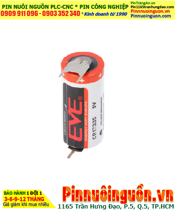 EVE CR17335 (3chấu hàn), Pin nuôi nguồn EVE CR17335 Lithium 3v 2/3A 1500mAh chính hãng