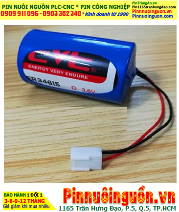EVE ER34615 (Zắc PLC); Pin nuôi nguồn PLC EVE ER34615 lithium 3.6v 19000mAh chính hãng