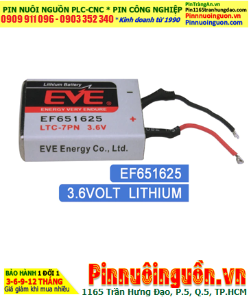 EF651625 (LTC-7PN), Pin nuôi nguồn EVE EF651625 (LTC-7PN) lithium 3.6v chính hãng