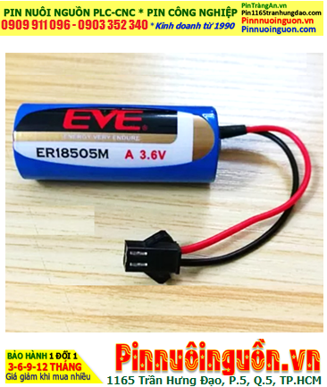 EVE ER18505M (ZẮC CẮM), Pin nuôi nguồn PLC EVE ER18505 lithium 3.6V 3650mAh chính hãng