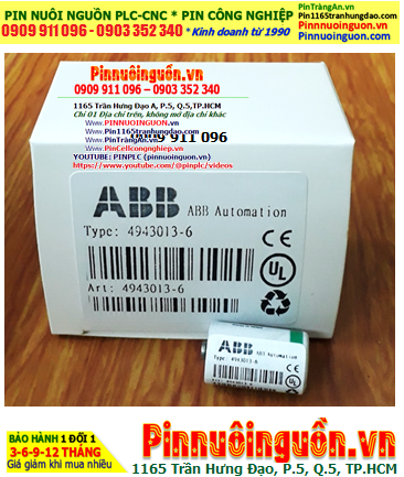 ABB 4943013-6; Pin nuôi nguồn ABB Robots ABB 4943013-6 lithium 3.6v 1200mAh /Xuất xứ PHÁP