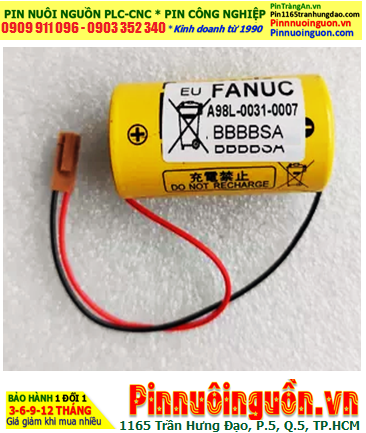 FANUC A98L-0031-0007; Pin nuôi nguồn FANUC A98L-0031-0007 lithium 3v chính hãng, Xuất xứ Nhật