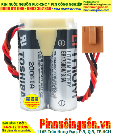 Toshiba 2ER17500V (Zắc nâu 4holes, Mũ chụp); Pin nuôi nguồn NACHI Robot 3.6v 5400mAh _Xuất xứ Nhật