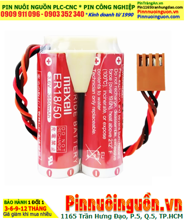 Maxell 2ER18/50 (Zắc 4holes, Mũ chụp) Pin nuôi nguồn PLC NACHI Robot Lithium 3.6v 7300mAh, Xuất xứ NHẬT