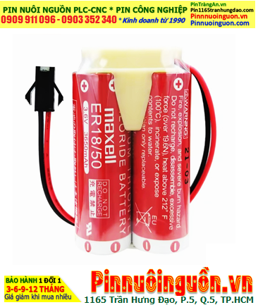 Maxell 2ER18/50 (Zắc 2holes, Mũ chụp) Pin nuôi nguồn PLC NACHI Robot Lithium 3.6v 7300mAh, Xuất xứ NHẬT