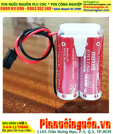 Maxell 2ER17/50 (Zắc 2holes, Mũ chụp) Pin nuôi nguồn PLC NACHI Robot Lithium 3.6v 5500mAh, Xuất xứ NHẬT