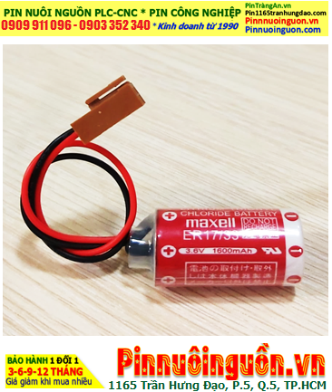 Maxell ER17/33; Pin nuôi nguồn PLC Maxell ER17/33 lithium 3.6v 2/3A 1600mAh chính hãng, Xuất xứ Nhật
