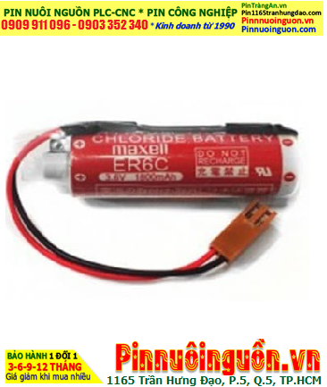 Maxell ER6C (Đầu sứ, Zắc NÂU PLC); Pin nuôi nguồn PLC Maxell ER6C 3.6v AA1800mAh Lithium Thionyl Chloride