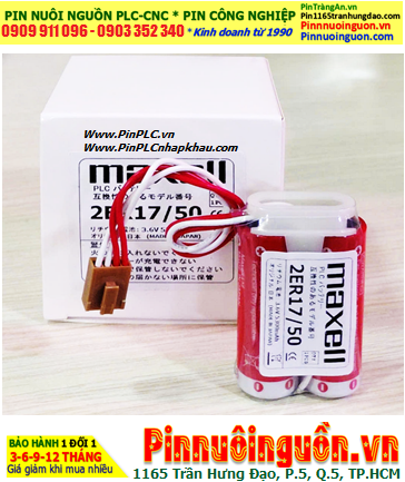 Maxell 2ER17/50 (Zắc nâu 4holes); Pin nuôi nguồnMaxell 2ER17/50 lithium 3.6v 5500mAh, Xuất xứ NHẬT