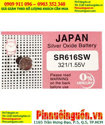 MuRata SR616SW _Pin 321; Pin đồng hồ 1.55v Silver Oxide MuRata SR616SW _Pin 321